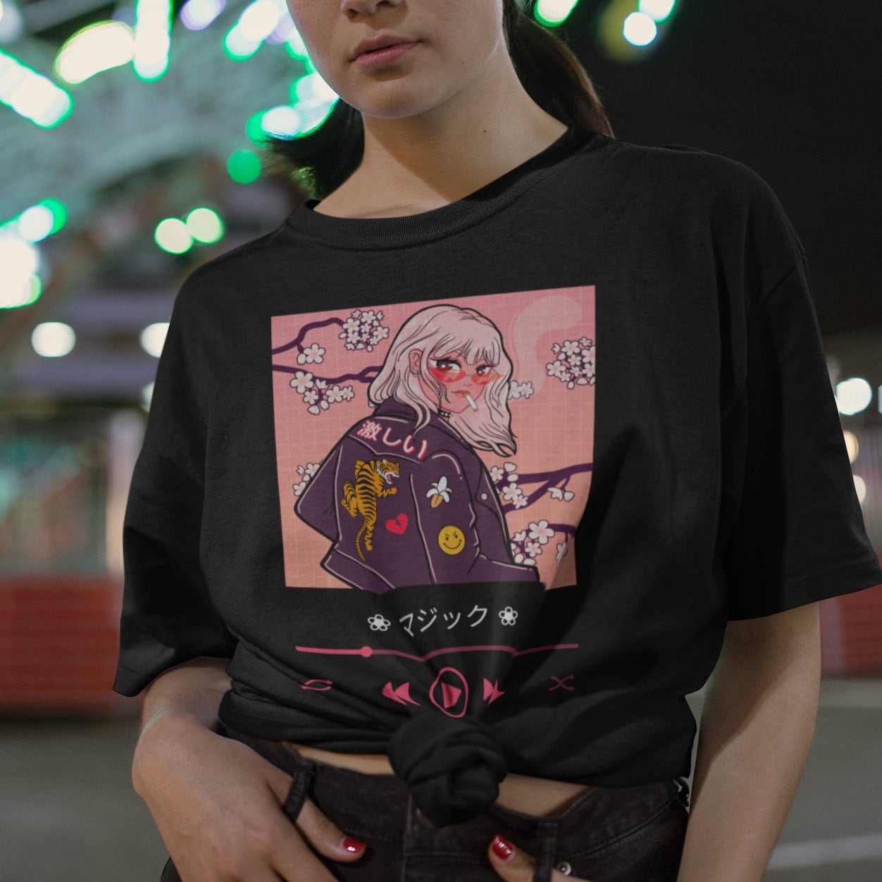 Flower Anime Girl Tshirt Design Vector Download