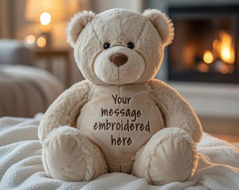 Personalised Teddy Bear – Embroidered Name or Message, Baby Gift