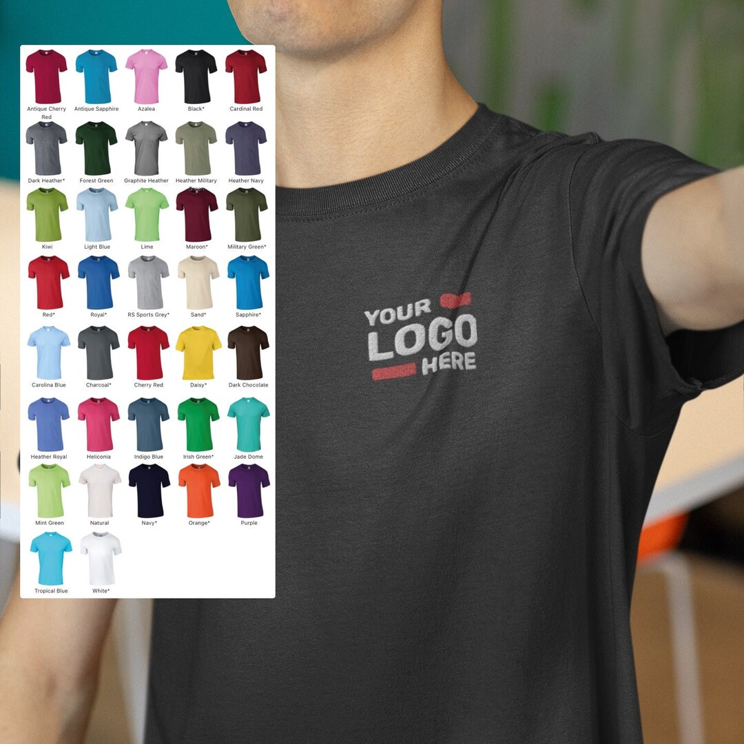 Shirt Emblems Embroidered Logo T Shirt - 35 Colours - Personalised With Your ...