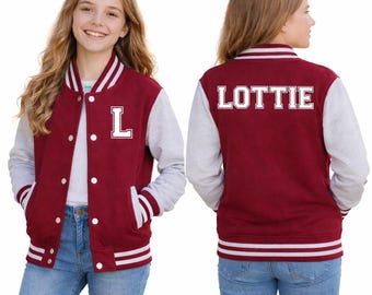 Personalised Varsity Jacket Kids / Adults with initial on the front and name on the back - Baseball style