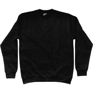 May include: A black sweatshirt with a crew neck.