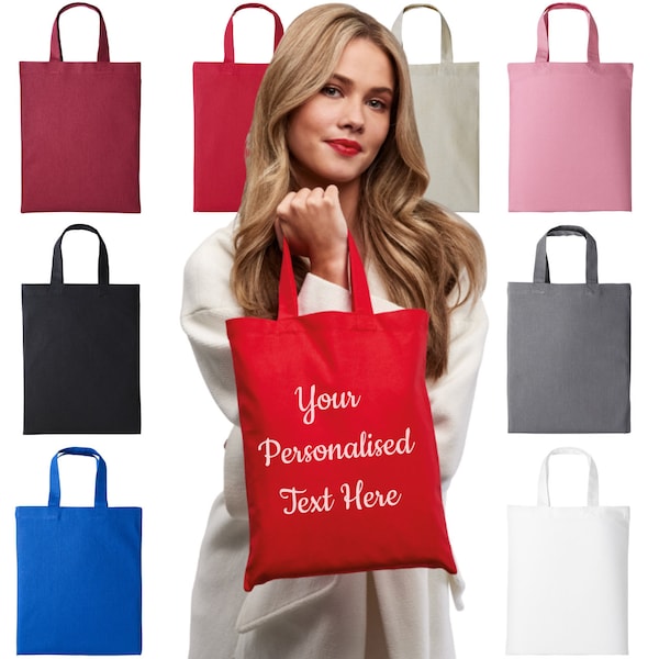 Personalised Tote Bag - Custom Printed - Mini Shopper- Various Colours - Party Bag, Wedding, or Business Promotions, Occasions or Birthdays