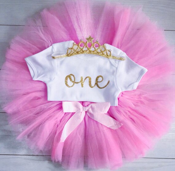 Girls Christmas 1st First Birthday Outfit Tutu Skirt Cake Smash Set Blush Tiara