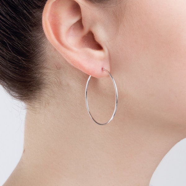 Statement sterling silver hoop earrings Large Medium and Small Gift for Her