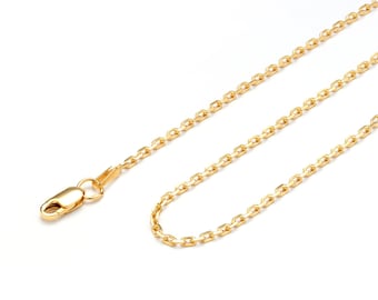 24k gold chain necklace in 1.4 mm Trace style for men and women. All sizes available - short and long.