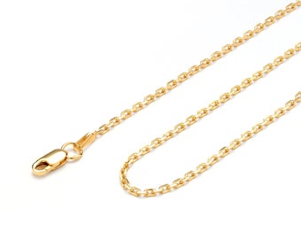 24k Gold Plated Sterling Silver Trace Chain Necklace in 1.4mm widt. Various Lengths