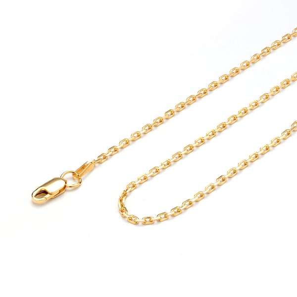 24k gold chain necklace in 1.4 mm Trace style for men and women. All sizes available - short and long.