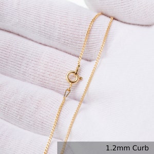 24K Gold Chain Necklace in Various Styles. Perfect Gift for Her Choker or Him Curb Trace or Prince of Wales Necklace Various lengths 1.2 mm CURB