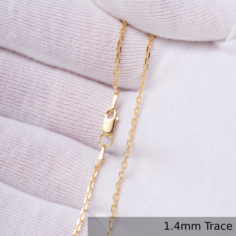 24K Gold Chain Necklace in Various Styles. Perfect Gift for Her Choker or Him Curb Trace or Prince of Wales Necklace Various lengths 1.4 mm TRACE