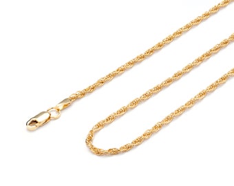 24k Gold Plated Sterling Silver Prince of Wales Rope Chain Necklace in Various Lengths