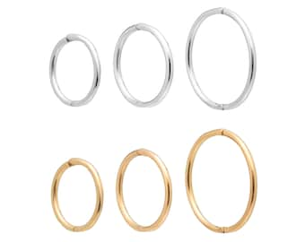 Hinged Sleeper Earrings Hoops. Sterling Silver or Gold Sleepers in 10mm 13mm 16mm Sizes. Gift box and FREE 1st Class Delivery in UK.