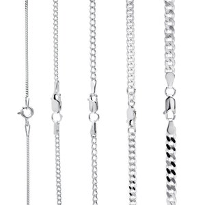925 Sterling Silver Curb Chain Necklace Gift for Women or Men Various lengths