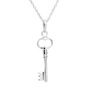Sterling Silver Key Necklace: Solid 925 Silver Pendant