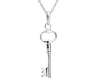 Solid Sterling Silver Key Necklace Chain. Statement pendant available with Various Necklace Chain lengths