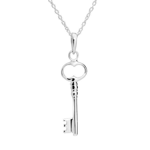 Solid Sterling Silver Key Necklace Chain. Statement pendant available with Various Necklace Chain lengths