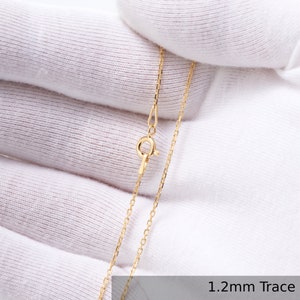 24K Gold Chain Necklace in Various Styles. Perfect Gift for Her Choker or Him Curb Trace or Prince of Wales Necklace Various lengths 1.2 mm TRACE