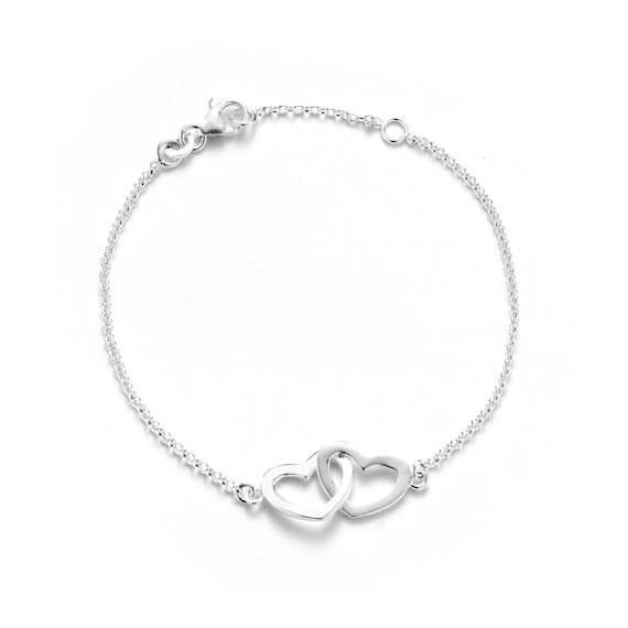 Sterling Silver Double Heart Bracelet. Adjustable Sterling Silver Double Heart Bracelet. Adjustable