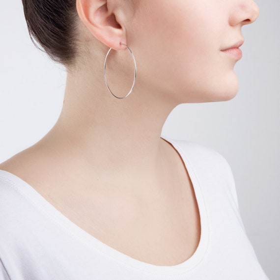Buy Simply Silver 925 40mm Sleeper Hoop Earrings from Next India