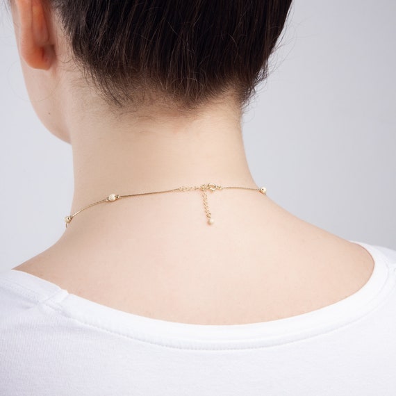 24K Gold Dainty Choker Necklace Gift for Her in Various Adjustable