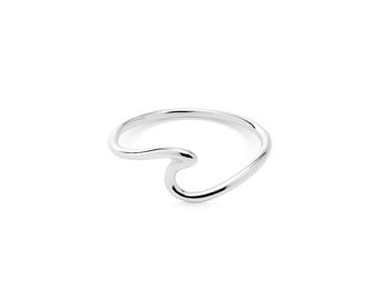 Dainty Sterling Silver Wave Ring: Boho Beach Jewelry