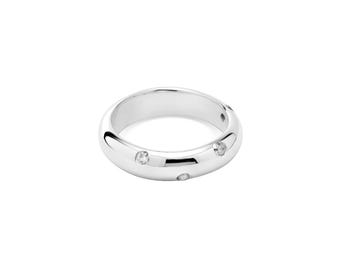 Sterling Silver CZ Eternity Ring Band: Dainty Stacking Wedding Ring
