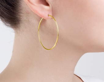 24k gold on 925 Sterling Silver Hoop Earrings in various sizes