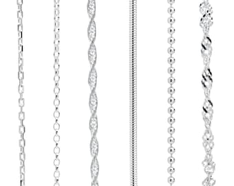 925 Sterling silver chain necklace for men or women in Various lengths