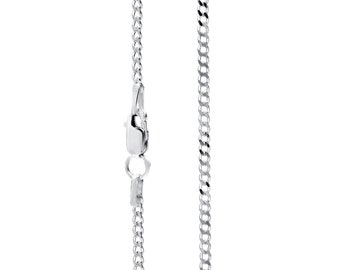 Sterling Silver Curb Chain Necklace in 1.9mm Diamond Cut. Various Lengths