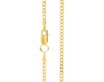 24k Gold Plated Sterling Silver Curb Chain Necklace 1.9mm with in Various lengths