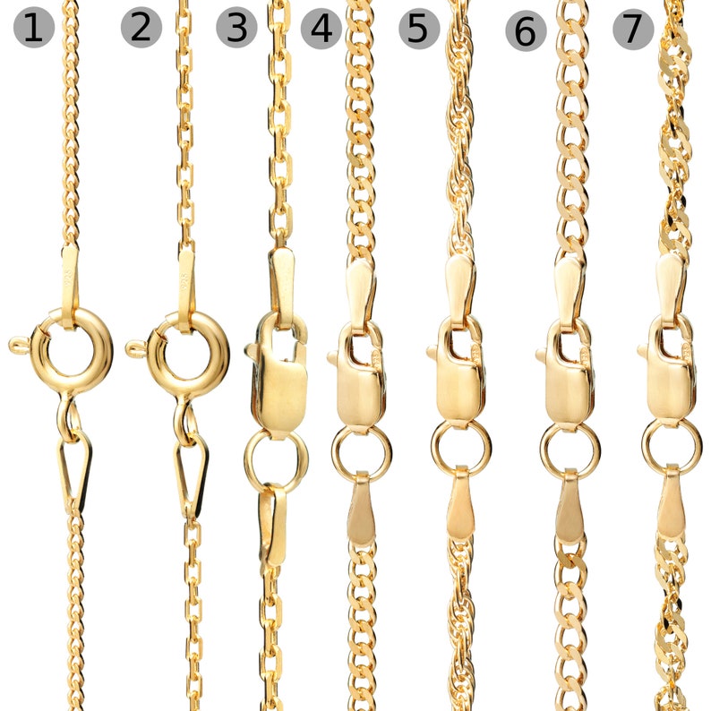 24K Gold Chain Necklace in Various Styles. Perfect Gift for Her Choker or Him Curb Trace or Prince of Wales Necklace Various lengths image 2