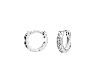 925 Sterling Silver CZ Huggie Hoop Earrings: Hinged Dainty Helix Hoops