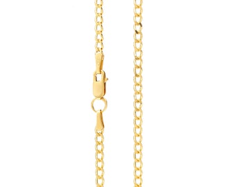 24k Gold Plated Sterling Silver Curb Chain Necklace in 2.3mm widht. Various lengths