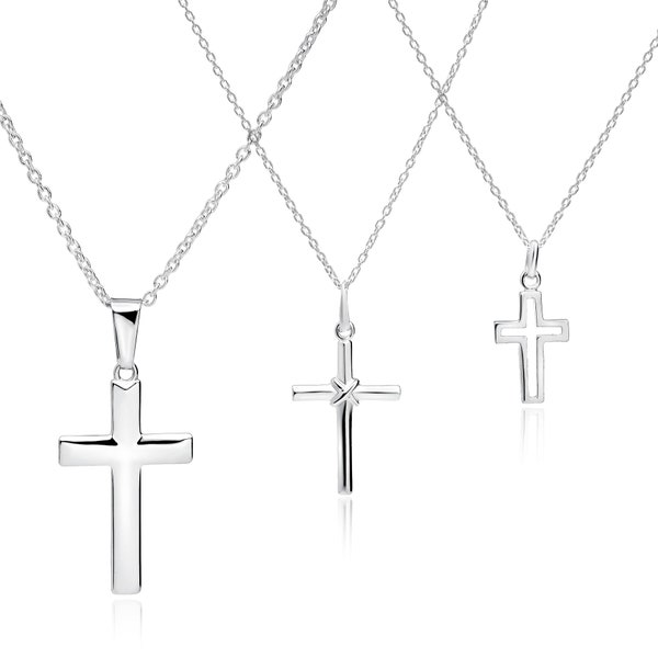 925 Sterling Silver Cross Necklace Chain with Silver Crucifix pendants to choose from in various chains to customize your necklace.