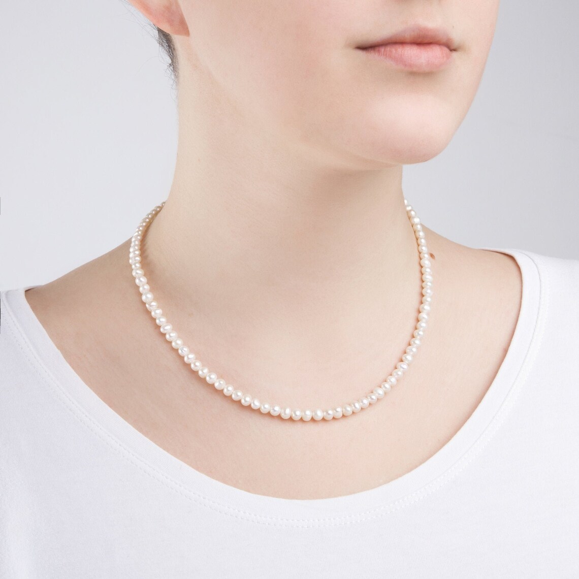 Freshwater Pearl Necklace on Silver Strand in Various - Etsy UK