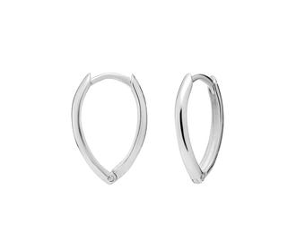 Sterling Silver Teardrop Hoop Earrings: Dainty Hinged 20mm Drop