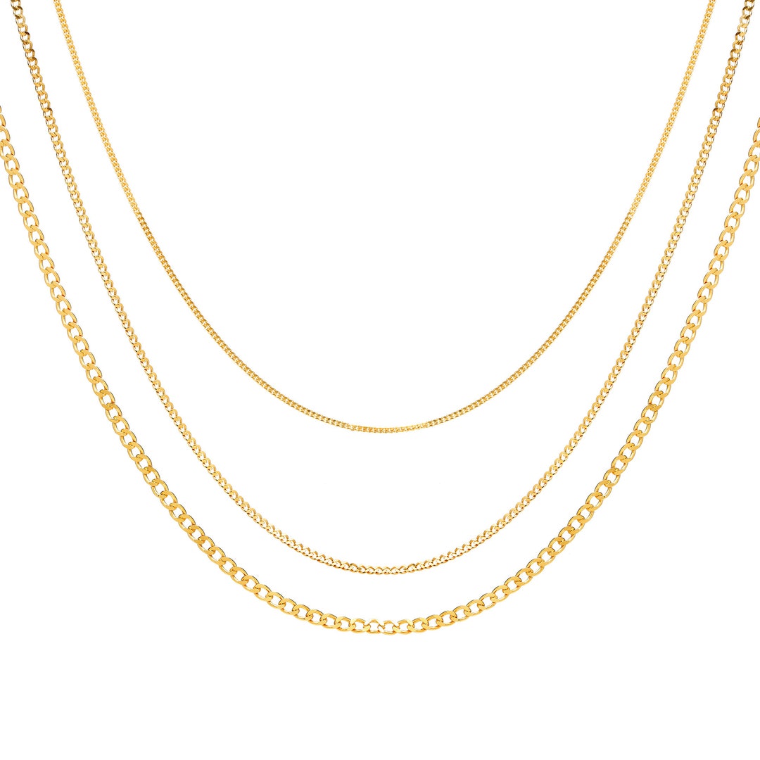 24K Gold Chain Necklace Gift for Her Choker or Him Curb Necklace ...