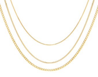 24K Gold Chain Necklace Gift for Her Choker or Him Curb Necklace Various lengths