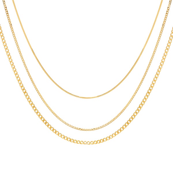 24K Gold Chain Necklace Gift for Her Choker or Him Curb Necklace Various lengths