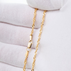 24k gold chain necklace in 2.4 mm Singapore style long size available image 3