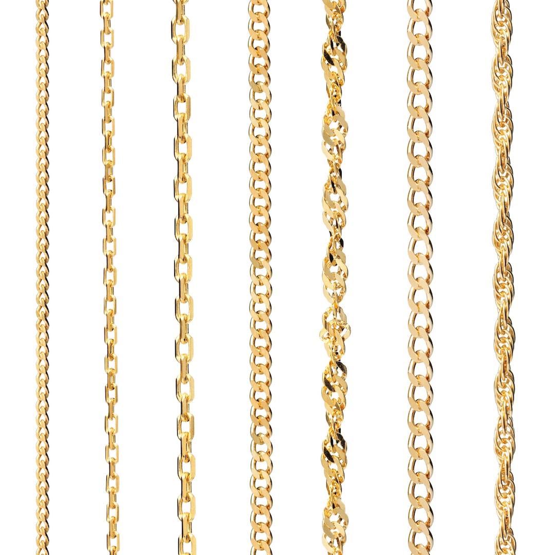 24K Gold Chain Necklace in Various Styles. Perfect Gift for Her