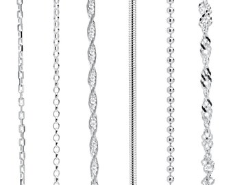 925 Sterling silver chain necklace for men or women in Various lengths