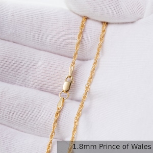 24K Gold Chain Necklace in Various Styles. Perfect Gift for Her Choker or Him Curb Trace or Prince of Wales Necklace Various lengths 1.8  PRINCE OF WALES