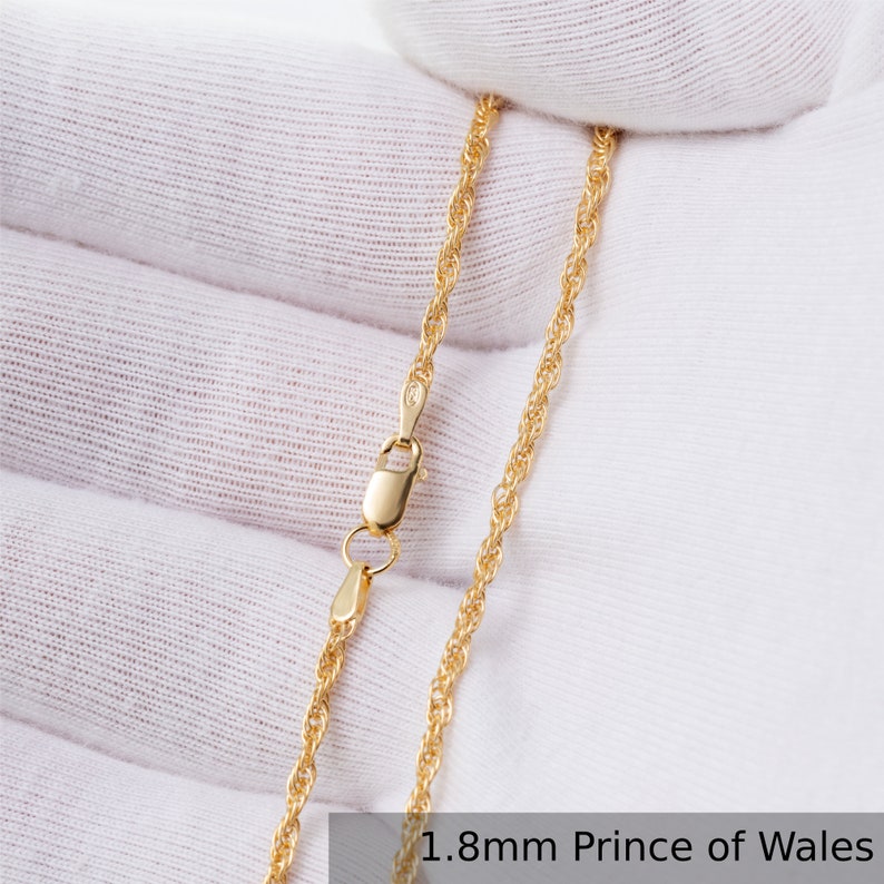 24K Gold Chain Necklace in Various Styles. Perfect Gift for Her Choker or Him Curb Trace or Prince of Wales Necklace Various lengths 1.8  PRINCE OF WALES