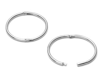 Hinged Sleeper Hoop Earrings. 925 Sterling Silver in 16mm size. Gift box and FREE Delivery in UK.