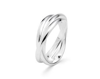 Thin 925 Silver Russian Wedding Ring, Plain Triple Interlocking Rolling Ring, 3 Crossover Silver Bands, Multi Sizes, Perfect Unisex Gift
