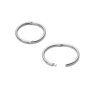 Solid Sterling Silver Hinged Sleeper Earrings Hoops in 13mm. Gift box and FREE Delivery in UK.