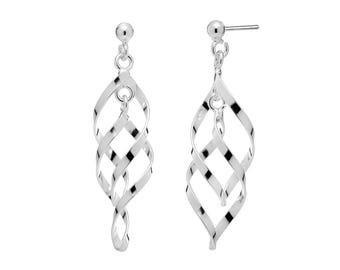 Gold Plated Sterling Silver Spiral Drop Earrings: Elegant Twist Dangle