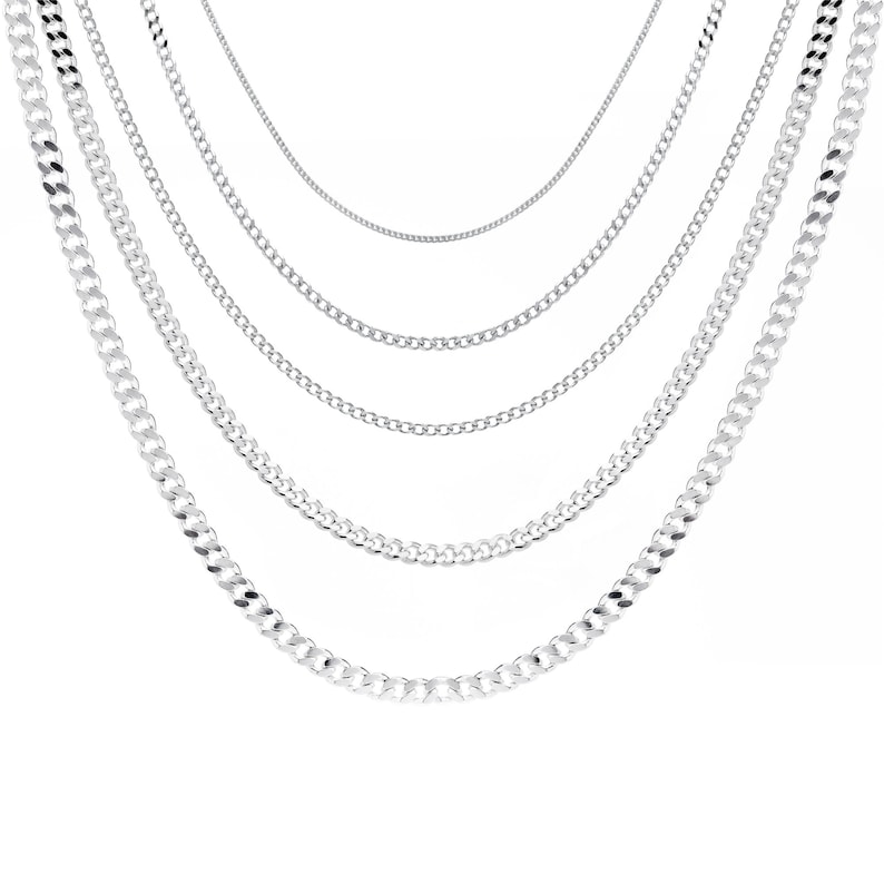 925 Sterling Silver Curb Chain Necklace Gift for Women or Men Various lengths
