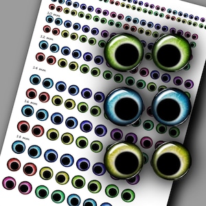 Anime Eyes Printable Instant Download  Digital Collage Sheet 6 mm 8 mm 10 mm 12 mm 14 mm 16 mm 18 mm