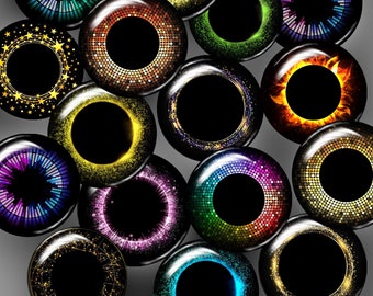 fantasy sparkling jpg eye chips for Blythe DIY eye printable big pupils Digital Collage Sheets Printable Download for Doll Making 14 mm